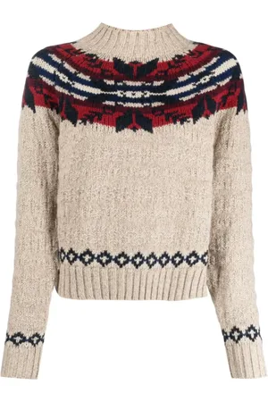 Ralph Lauren Strik, Dame, Flerfarvet, M, Ribstrikket sweater
