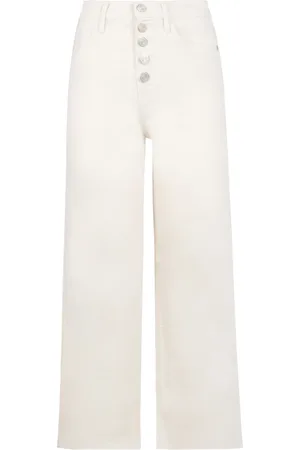 Frame Jeans, Dame, Hvid, W24, Bomuld, Bredbenede jeans med sølvfarvede knapper