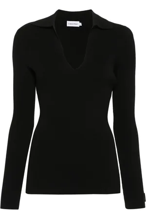 Calvin Klein Strik, Dame, Sort, S, Nylon, Casual Sort Pullover Sweater