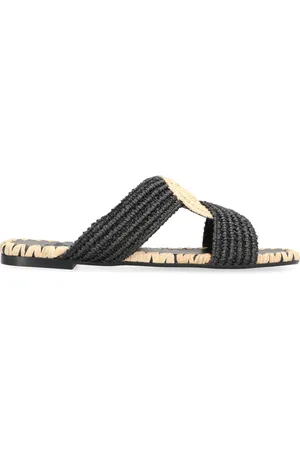 Castaner Sko, Dame, Sort, 36 EU, Læder, Raffia Firkantet Tå Slides