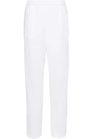 Fabiana Filippi Bukser, Dame, Hvid, M, Jogging Lino Con Ribete Straight Bukser