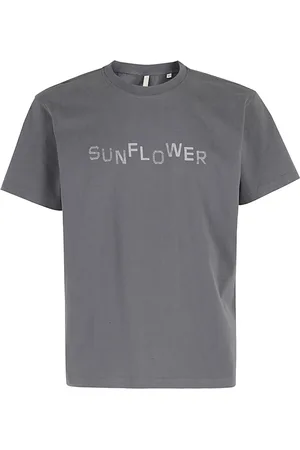 Sunflower Top, Herre, Grå, S, Uld, Stilfuld Overdyed Kortærmet Skjorte