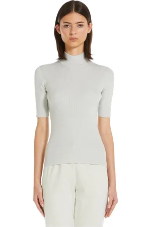 Max Mara Strik, Dame, Grå, XS, Slim Fit Viscose Lurex Sweater