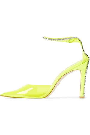 Stuart Weitzman Sko, Dame, Gul, 38 1/2 EU, Læder, Neon Crystal Chain Pumps