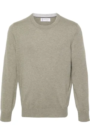 Brunello Cucinelli Strik, Herre, Grøn, 2XL, Uld, Grøn Sweatshirt