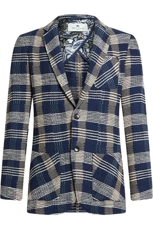 Etro Jakke, Herre, Blå, L, Bomuld, Navy Button Front Jakke
