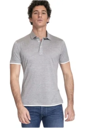 Brunello Cucinelli Top, Herre, Grå, XL, Bomuld, Lysegrå Polo Shirt