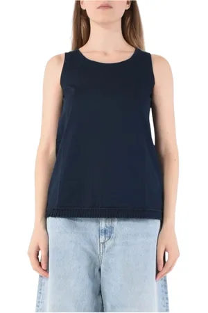 Max Mara Top, Dame, Blå, S, Racer Ærmeløs Top