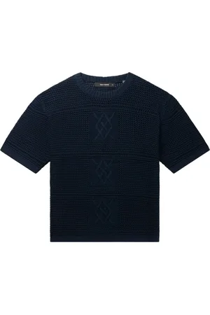 Daily paper Top, Herre, Blå, M, Bomuld, Navy Hæklet T-shirt