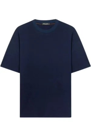 Loro Piana Top, Herre, Blå, 2XL, Cashmere, Cashmere Silk T-shirt