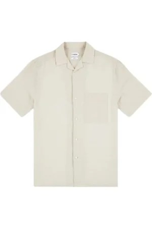 Calvin Klein Skjorte, Herre, , M, Bomuld, Linen Cotton Kortærmet Skjorte