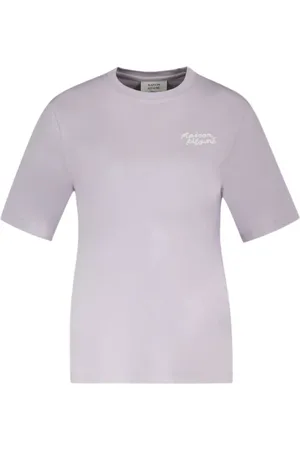 Maison Kitsuné Top, Dame, Lilla, M, Bomuld, Lilla Bomuld Håndskrift T-Shirt
