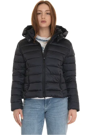 save the duck Jakke, Dame, Sort, XL, Uld, Quiltet Kort Harrington Jakke med Aftagelig Hætte