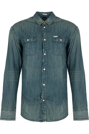 Guess Skjorte, Herre, Blå, S, Denim, Faded Denim Skjorte