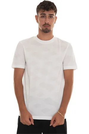 HUGO BOSS Top, Herre, Hvid, 3XL, Bomuld, Abstrakt Design Kortærmet T-shirt