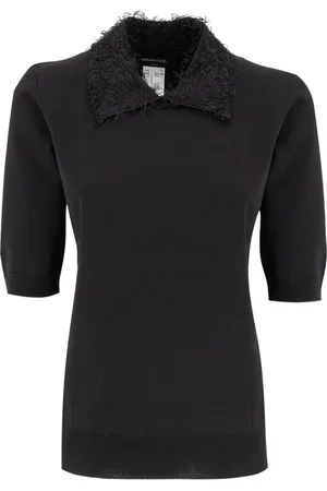 Fabiana Filippi Top, Dame, Sort, M, Polyester, Slim Fit Jersey Sweater med Krave
