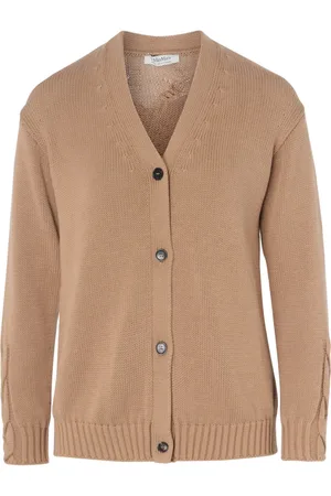Max Mara Strik, Dame, Brun, S, Bomuld, Camel Cotton Cardigan