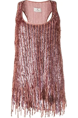 Etro Top, Dame, Lyserød, XS, Top Pailet Tanktop