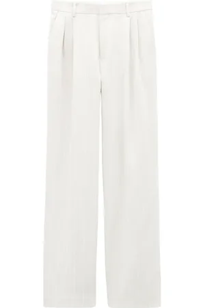 Filippa K Bukser, Dame, Hvid, L, Bomuld, Pleated Pinstripe Bukser