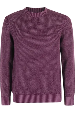 Circolo Strik, Herre, Lilla, L, Uld, Merinould G-Neck Sweater