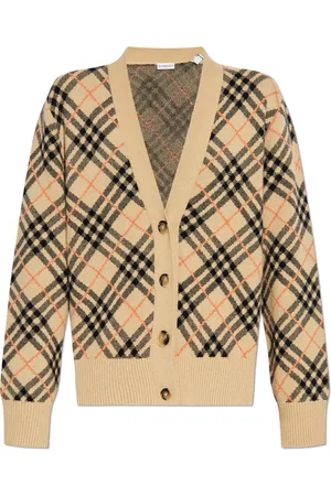 Burberry Strik, Dame, , L, Cashmere, Cardigan med ternet mønster