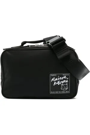 Maison Kitsuné Taske, Herre, Sort, ONE SIZE, Polyester, Fox Logo Patch Bum Bag