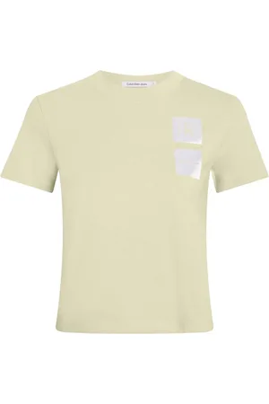 Calvin Klein Top, Dame, Grøn, XS, Satin, Satin Boxes T-shirt