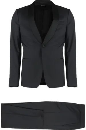 Ermenegildo Zegna Jakkesæt, Herre, Sort, XL, Uld, Enkeltknappet todelt ulddragt