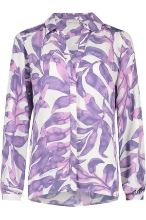 Fabienne Chapot Bluser & Skjorter, Dame, Lilla, M, Uld, Floral Viscose Bluse
