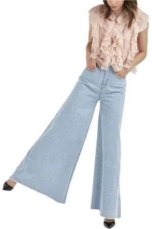 Silvian Heach Jeans, Dame, Blå, W26, Bomuld, Wide Leg High Waist Jeans
