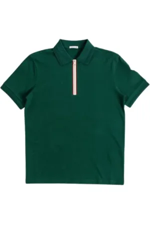 Moncler Top, Herre, Grøn, XL, Bomuld, Polo Shirt med Halv Lynlås