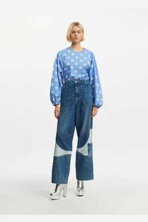 Essentiel Antwerp Top, Dame, Blå, S, Uld, Polka Dot Fake Top