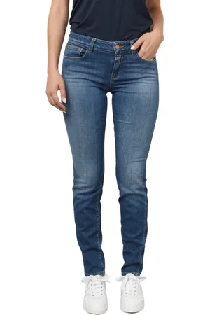 Closed Jeans, Dame, Blå, W27, Bomuld, Low Waist Slim-fit Jeans