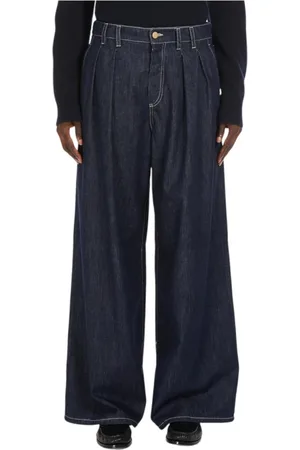 Max Mara Jeans, Dame, Blå, XS, Denim, Wide Leg Indigo Denim Jeans