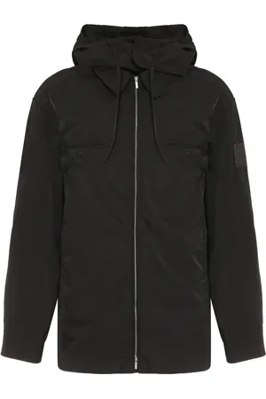 Salvatore Ferragamo Jakke, Herre, Sort, M, Polyester, Hættejakke med logo patch