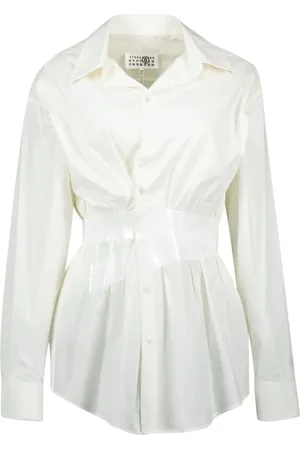 Maison Margiela Bluser & Skjorter, Dame, Hvid, 2XS, Bomuld, Taped Fitted Skjorte