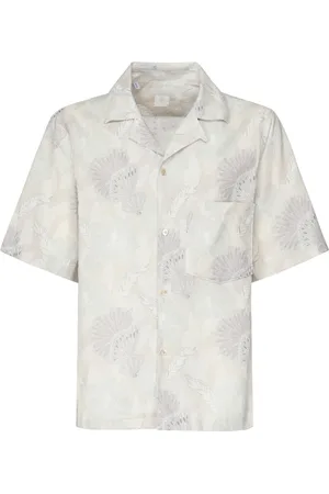 ELEVENTY Skjorte, Herre, , XL, Bomuld, Linen Cotton Kortærmet Skjorte med Knaplukning