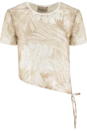 ERMANNO SCERVINO Top, Dame, , S, Polyester, Crewneck T-shirt med pailletter