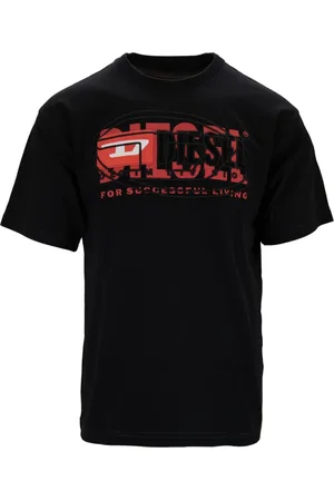 Diesel Top, Herre, Sort, XS, Bomuld, Pull-On T-shirt med Ribkant