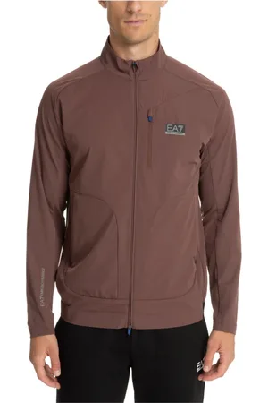 EA7 Jakke, Herre, Brun, M, Uld, Zip-Up Sweatshirt med Logo