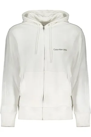 Calvin Klein Sweathshirts & Hoodies, Herre, Hvid, 2XL, Bomuld, Hættetrøje med logo print