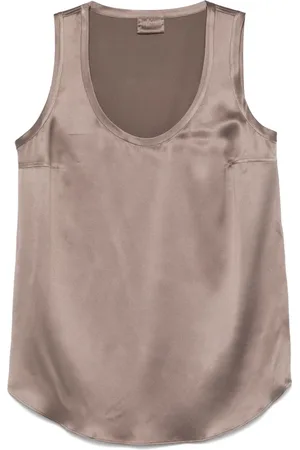 Brunello Cucinelli Top, Dame, Brun, S, Satin, Silke Satin Top