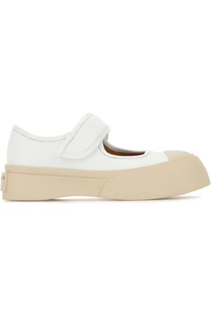 Marni Sko, Dame, Hvid, 38 EU, Læder, Hvide Touch-Strop Sneakers