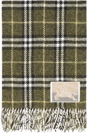 Burberry Tilbehør, Herre, Grøn, ONE SIZE, Uld, Cashmere Uld Halstørklæde med Frynser