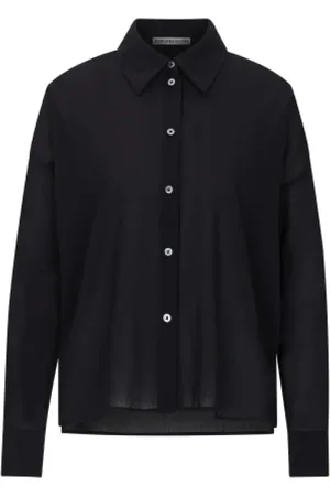 Drykorn Bluser & Skjorter, Dame, Sort, L, Bomuld, Bluse Cloelia med skjortekrave og knaplukning