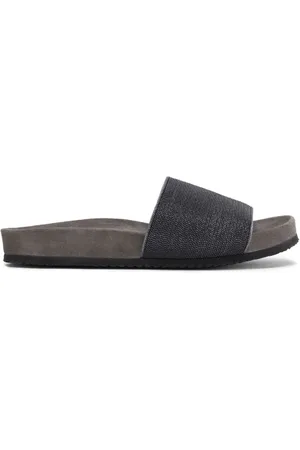Brunello Cucinelli Sko, Dame, Sort, 38 EU, Læder, Luksuriøse læder slippers