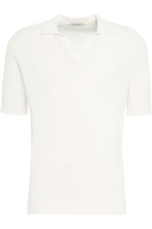 Paolo Pecora Strik, Herre, Hvid, XL, Bomuld, Hvid Strikket Poloshirt