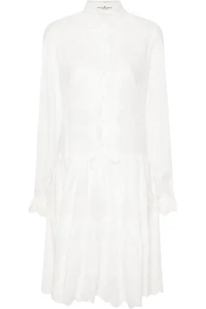 ERMANNO SCERVINO Kjole, Dame, Hvid, M, Bomuld, Broderet skjortekjole