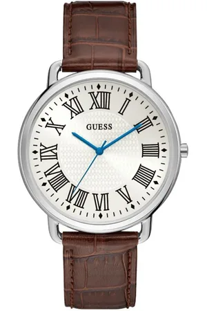 Guess Tilbehør, Herre, Brun, ONE SIZE, Læder, Brun Læder Quartz Analogt Ur