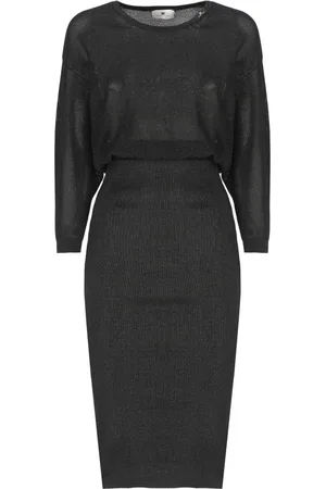 Elisabetta Franchi Kjole, Dame, Sort, S, Sort viskose sweater med perforeret mønster
